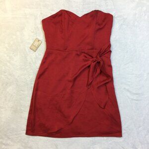 New! Express Strapless Mini Sweetheart Dress 8 Womans Red Wrap Tie Waist Party